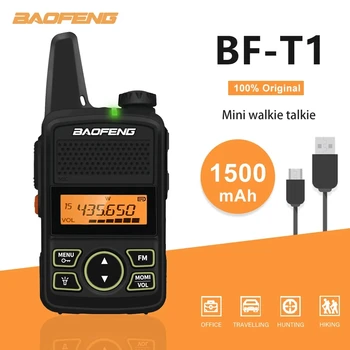 1pc/2pcs Baofeng Mini Walkie Talkie BF-T1 UHF 400-470MHz Portable 5W Two Way Radio1500mAh Transceiver Ham Radio for Kids Gifts