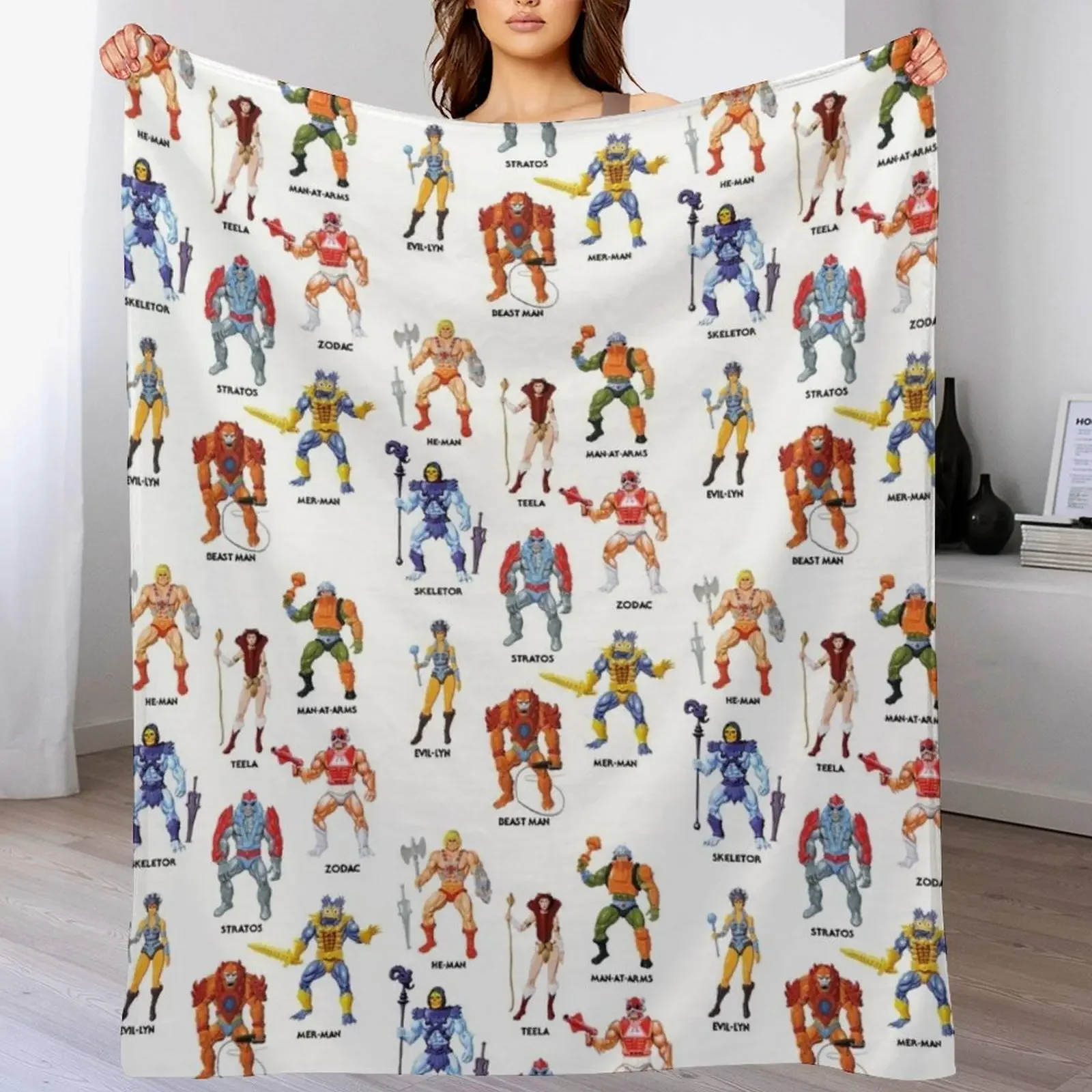 

Vintage Masters of the Universe Heroes & Villains! Vintage Toy Card Art Throw Blanket Sofa Throw Nap Blankets