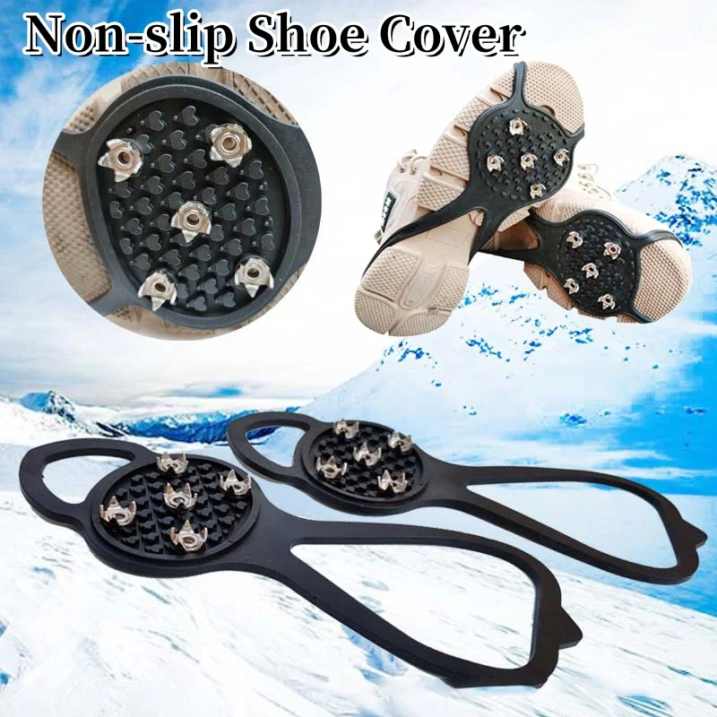 

1 Pair 5 Studs Snow Ice Claw Snow Crampons Anti-slip Ice Gripper Hiking Cleats Spikes 5 Color Shoes Grip Climbing Crampons Grips