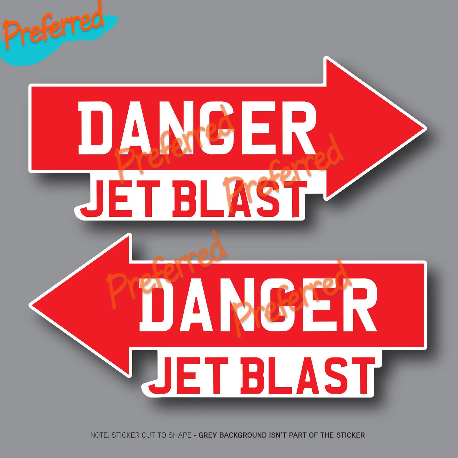 2 X Warning Danger Jet Blast Aircraft Warning Vinyl Stickers Decals 100mm X 42mm -all Sizes Waterproof PVC Die-Cut