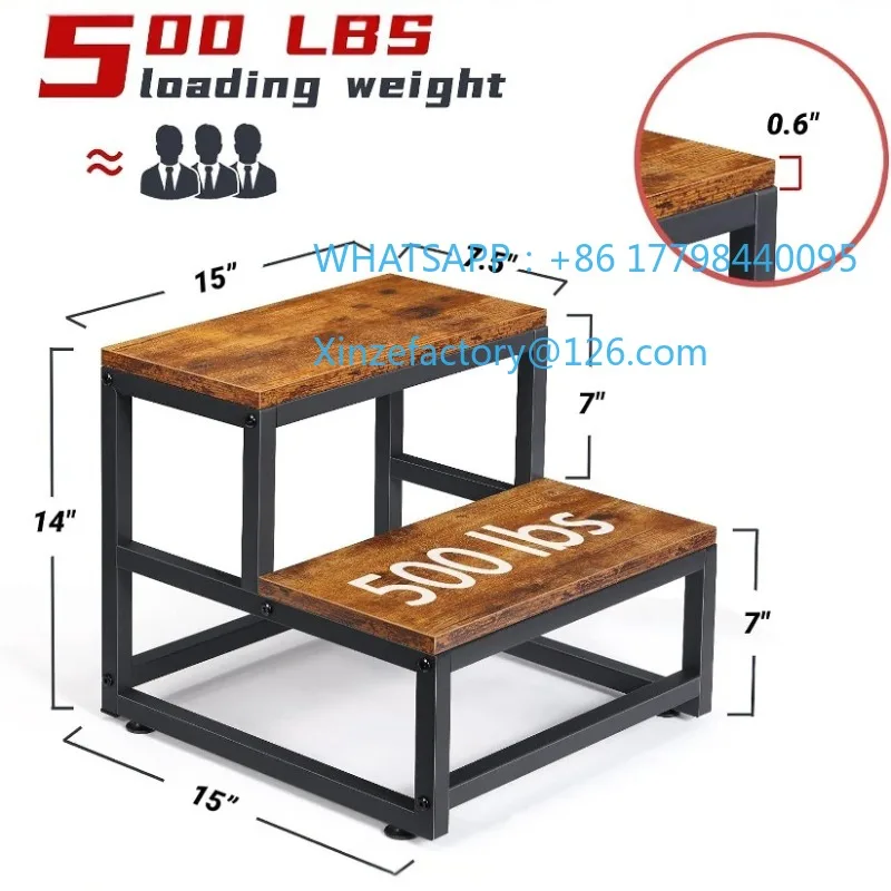 Sgabello a 2 gradini personalizzabile in metallo ferro e legno Poggiapiedi robusto per bambini Sgabello per scarpe da ingresso con scala multifunzione per uso domestico e
