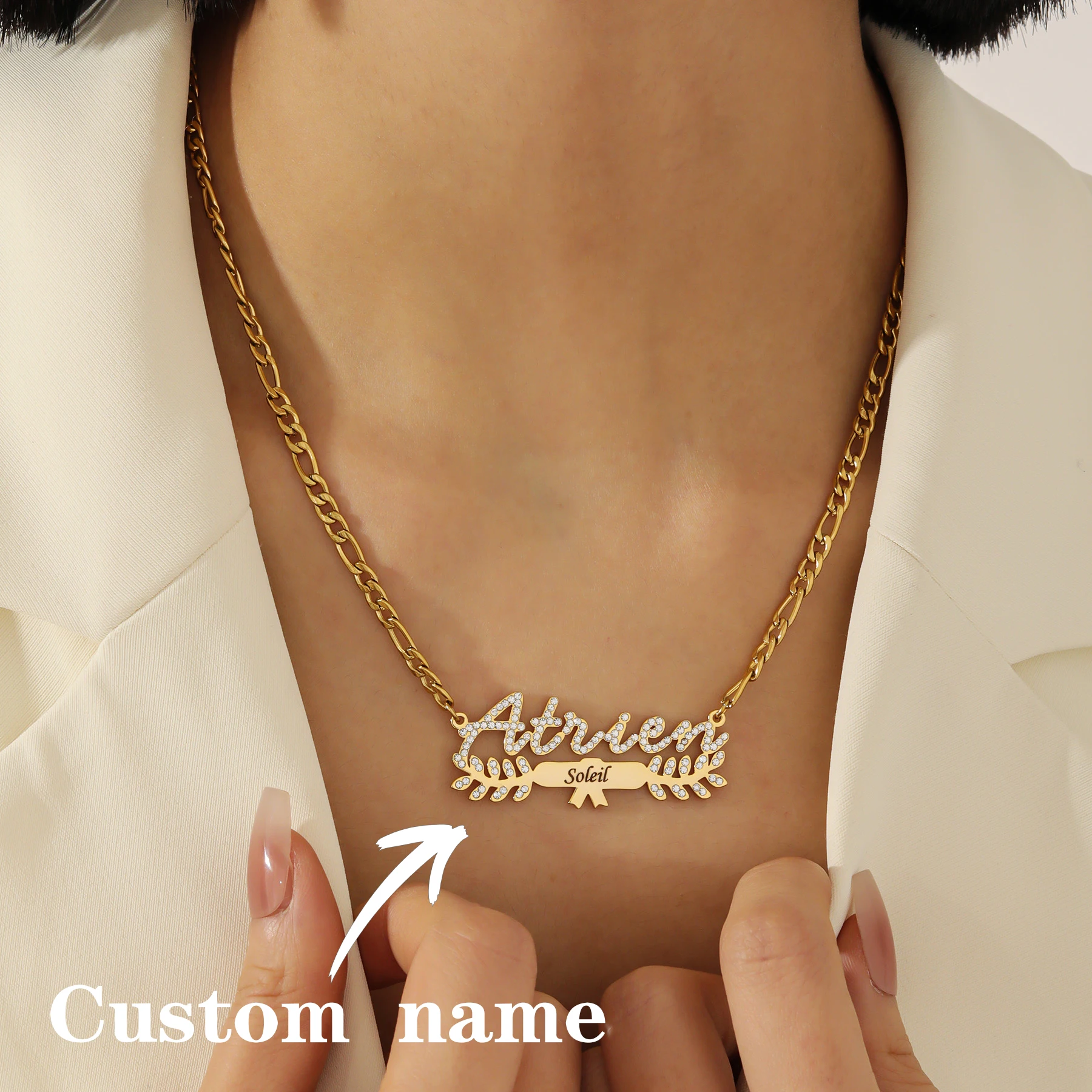 

Ожерелье с бриллиантами на заказ, позолоченная кубинская цепочка, художественный сценарий, акцент с бриллиантовым листом и дополнительная пластина, роскошные ювелирные изделия, подарок