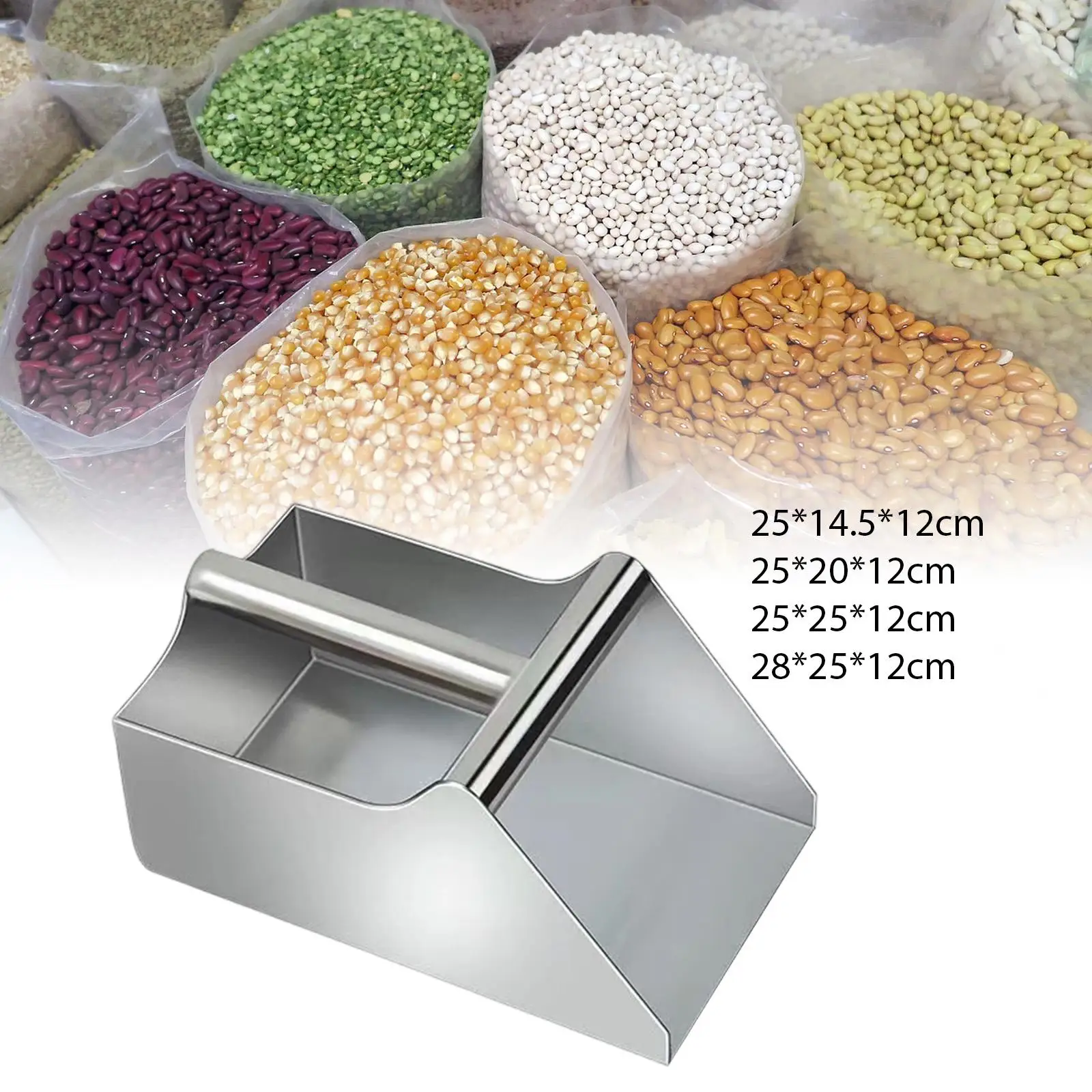 Stainless Steel Dustpan with Handle Hand Shovel for Kitchen Cleaning Flour Handheld Scooper Multi-Functional Home Cleaning Tool