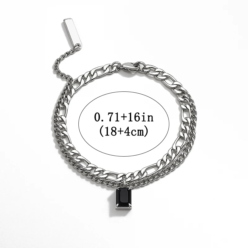 A S925 sterling silver men's hip-hop layered bracelet set with black zircon is suitable as a gift for men on anniversaries