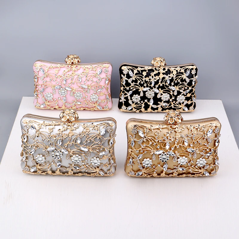 

Diamonds Women Evening Bags Hollow Out Style Rhinestones Flap Design Day Clutch Chain Shoulder Party Handbags Purse