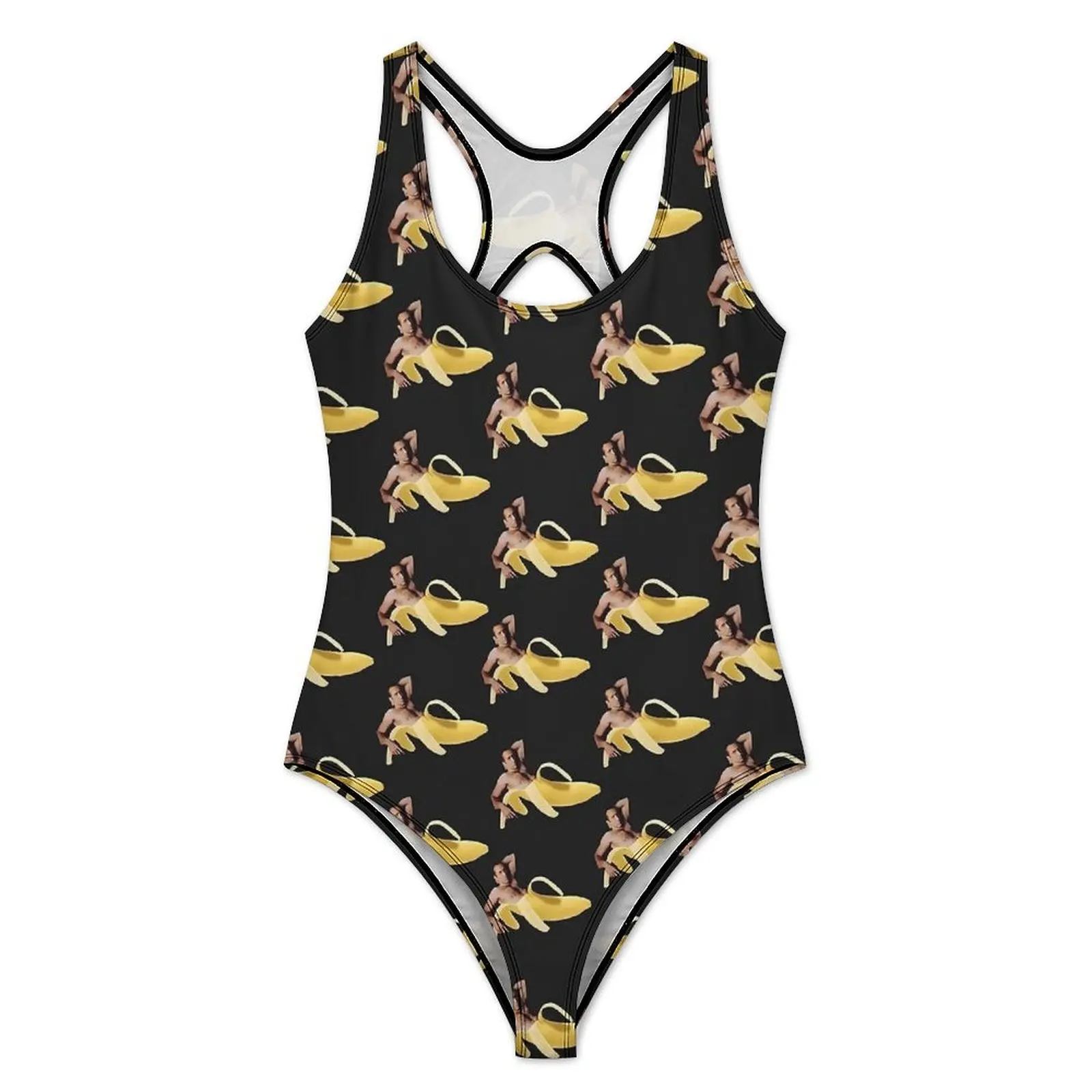 Nicolas Cage Banana Funny Swimsuit Sexy  One Piece Swimwear Push Up Swimsuits Sweet Fitness Bathing Suit