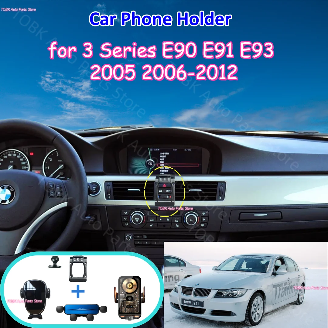 Auto-Handyhalterung für BMW 3er Serie E90 E91 E93 2005 2006-2012 Kabelloses Ladestation Feste Basis Auto-Halterung Zubehör
