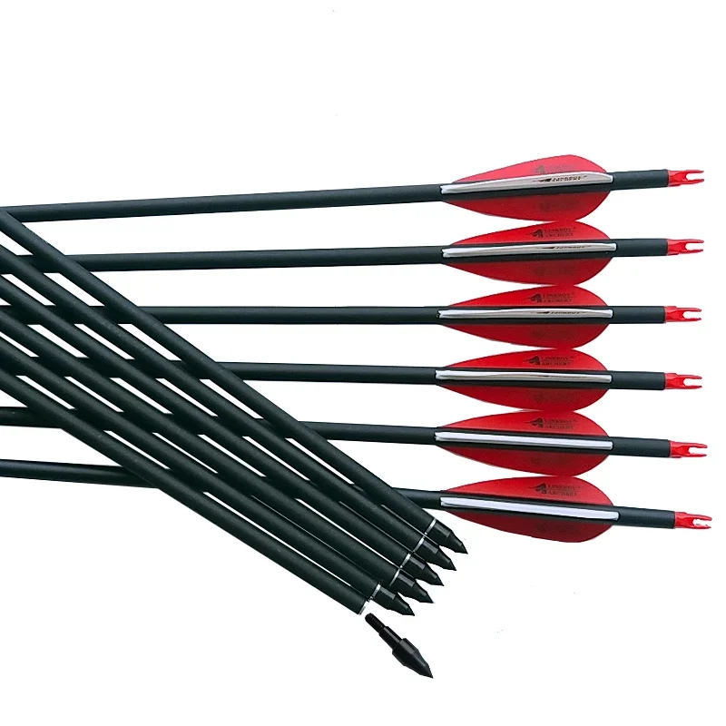 Linkboy Archery Carbon Arrow ID6.2mm 28/29/30inch Sp500 Tips 2.8inch Vanes Compound Recurve Traditional Bow Longbow Hunting view 2