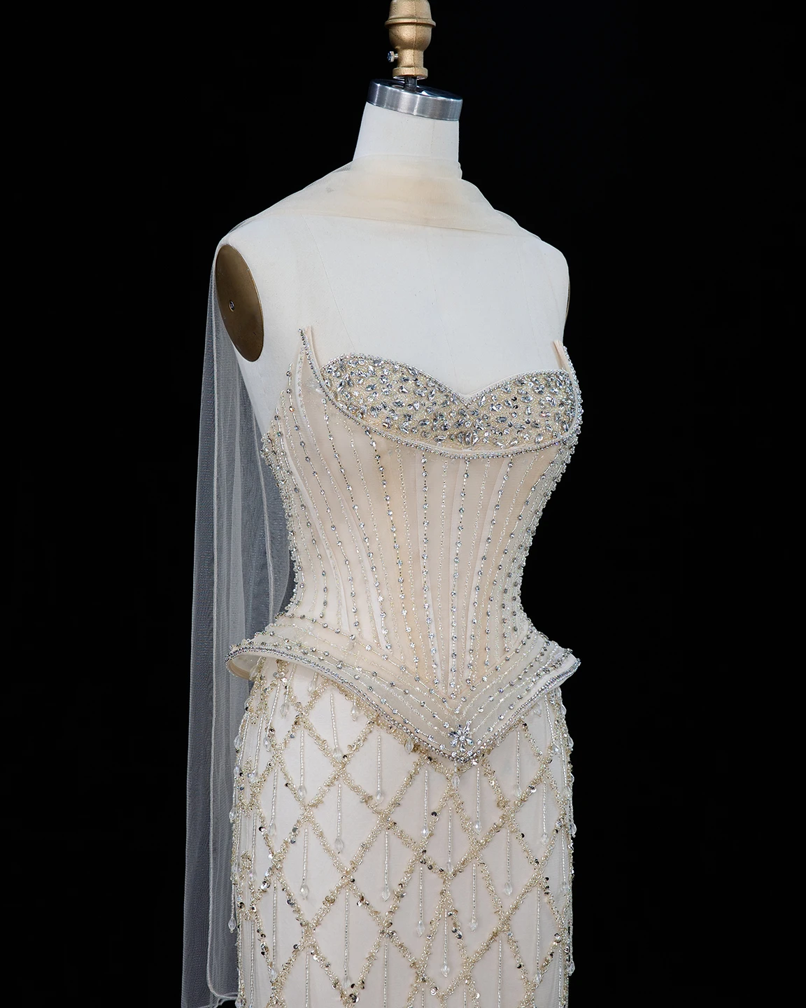 Sharon Said Abendkleid Luxuriöses Meerjungfrauenkleid mit Herzausschnitt, Tüll, Kristallkorsett, Dubai, formelle Party, Hochzeitsgast, Kleider SS118, Maßanfertigung – Detail 19