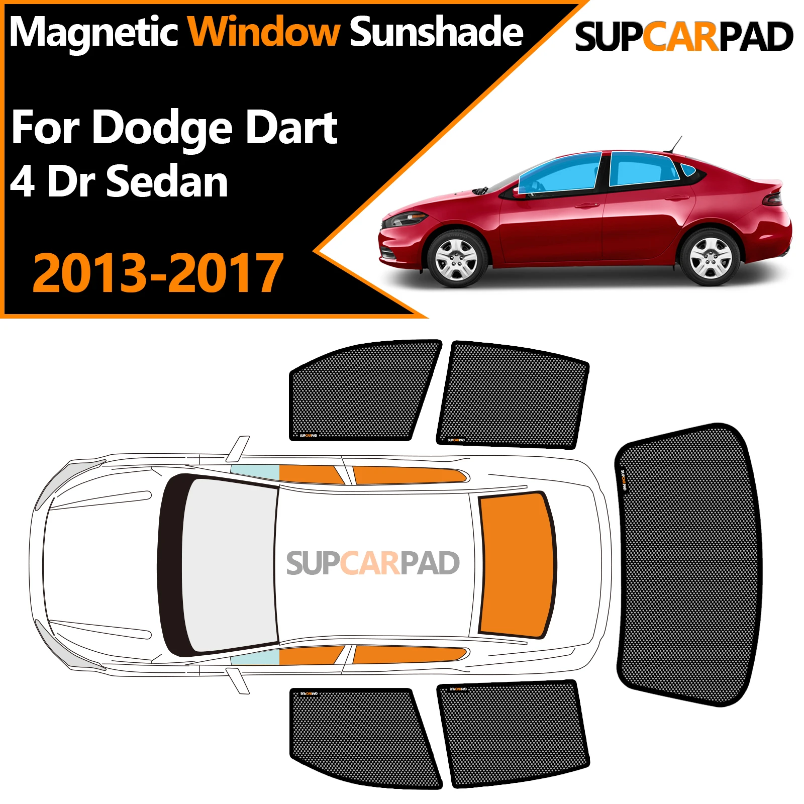 

Custom Car Window Sunshade For Dodge Dart 4 Dr Sedan 2013-2017 Magnetic Curtain Mesh Front Windshield Frame Curtain