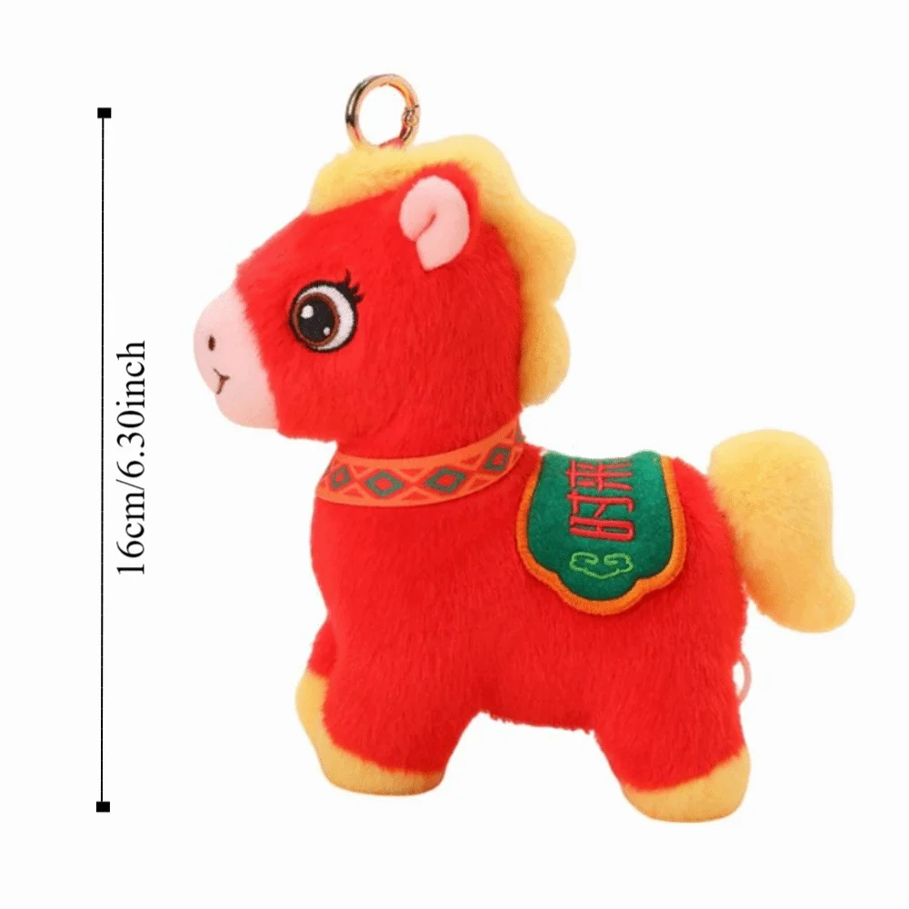 Chinese Style Lucky Pony Pendant Soft PP Cotton Mascot Horse Plush Keychain Portable Fluffy Chinese Horse Plush Doll
