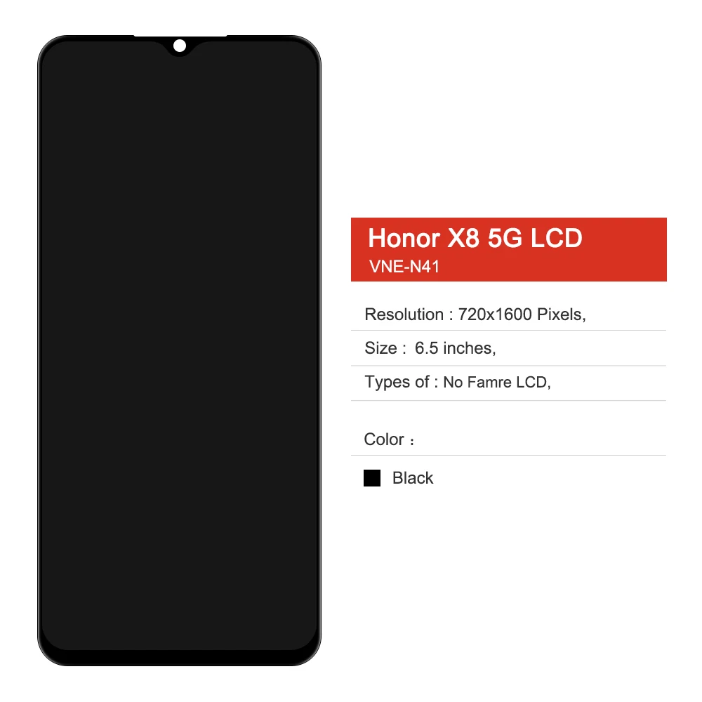 6.5 \'\' Screen for Huawei Honor X8 5G VNE-N41 LCD Touch Digitizer Assembly X8 5G 2022 Display With Tools Tested