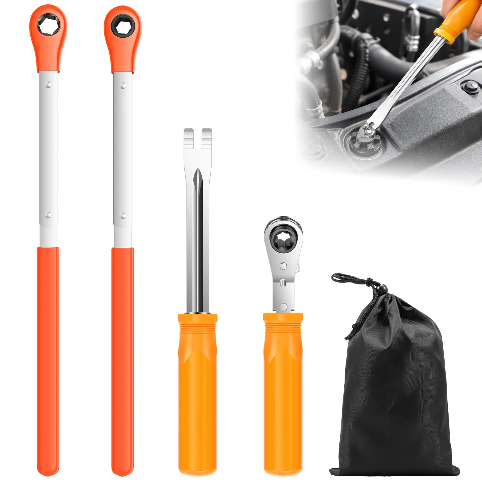 4Pcs Automatic Slack Adjuster Release Tool 5/16 Ratchet Wrench Brake Adjustment Wrench Auto Air Brake System Repair Tools