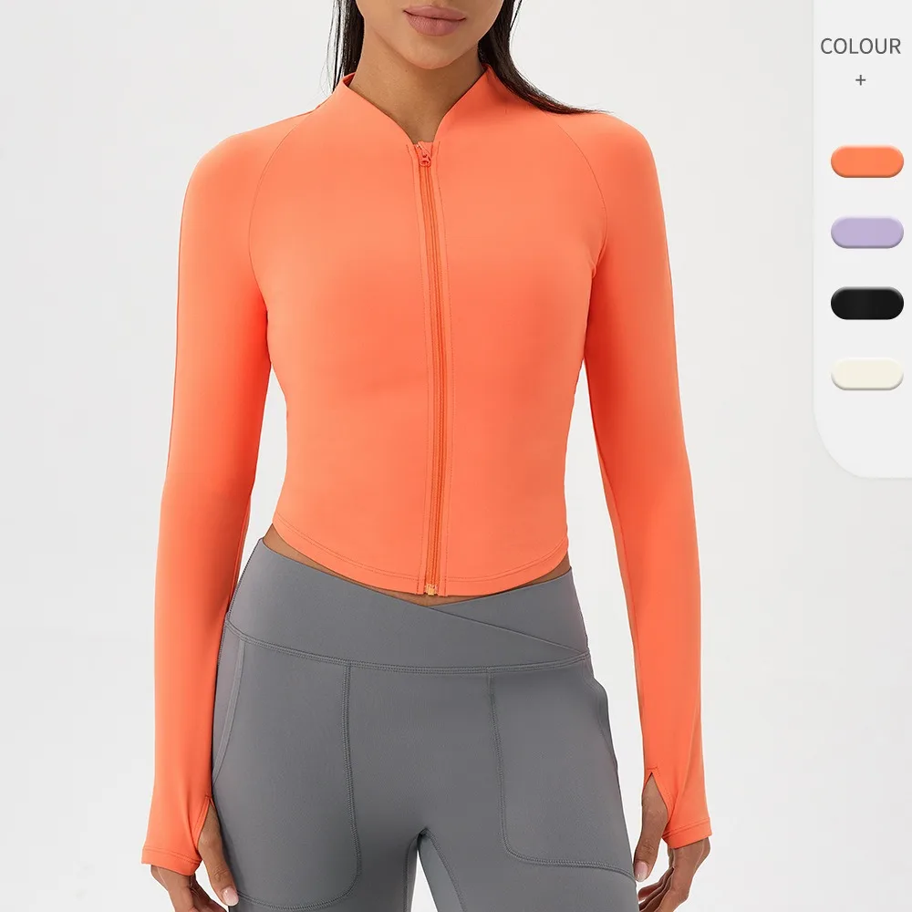 2025 Women Sports Long Sleeved Yoga Shirt Slim Quick Dry Zipper Cardigan Workout Top Outdoor Running Sportswear Gym Jacket
