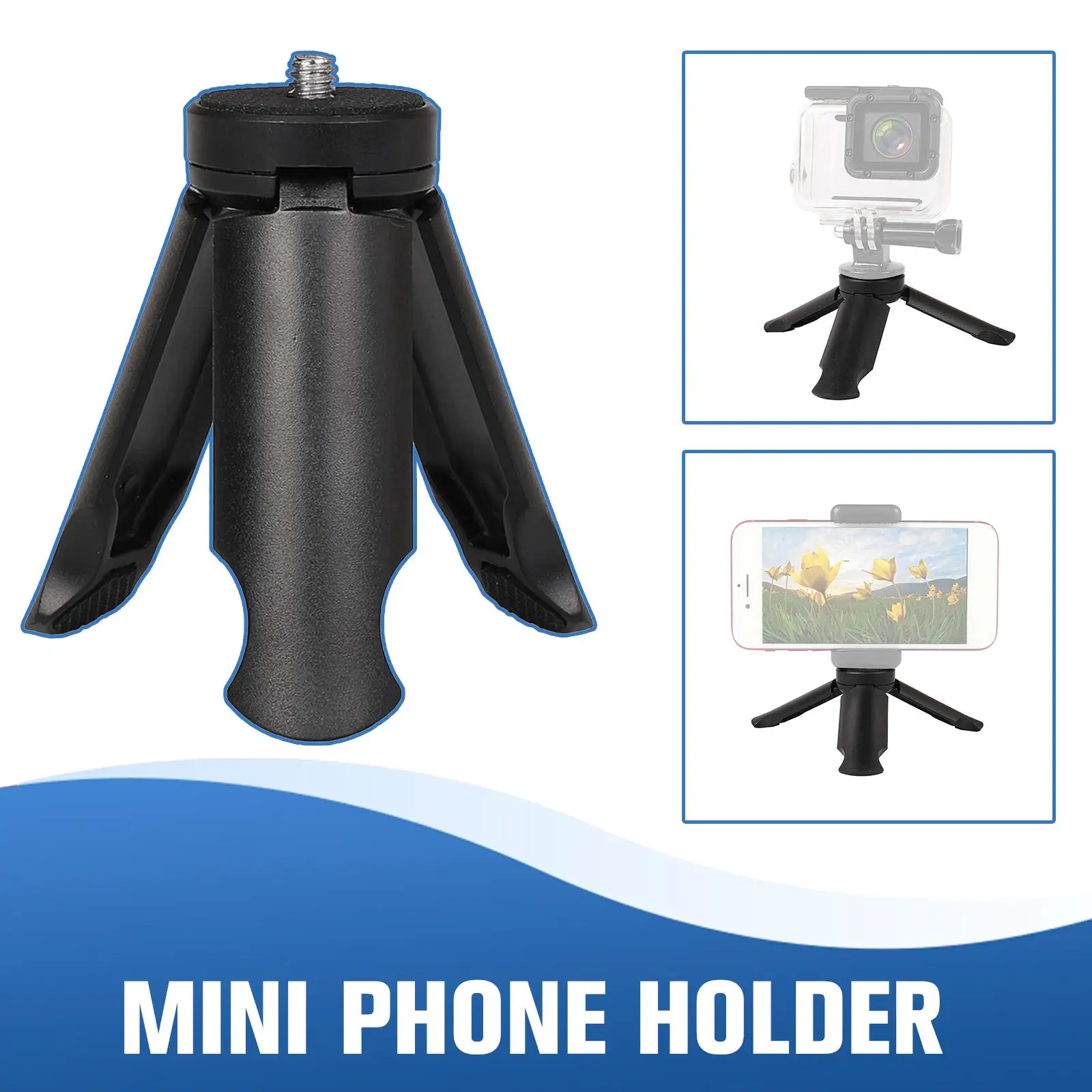 Mini Mobile Phone Holder 1/4 Thick Handle Portable Desktop Holder Folding Mobile Streaming Phone Live Telescoping D7I3