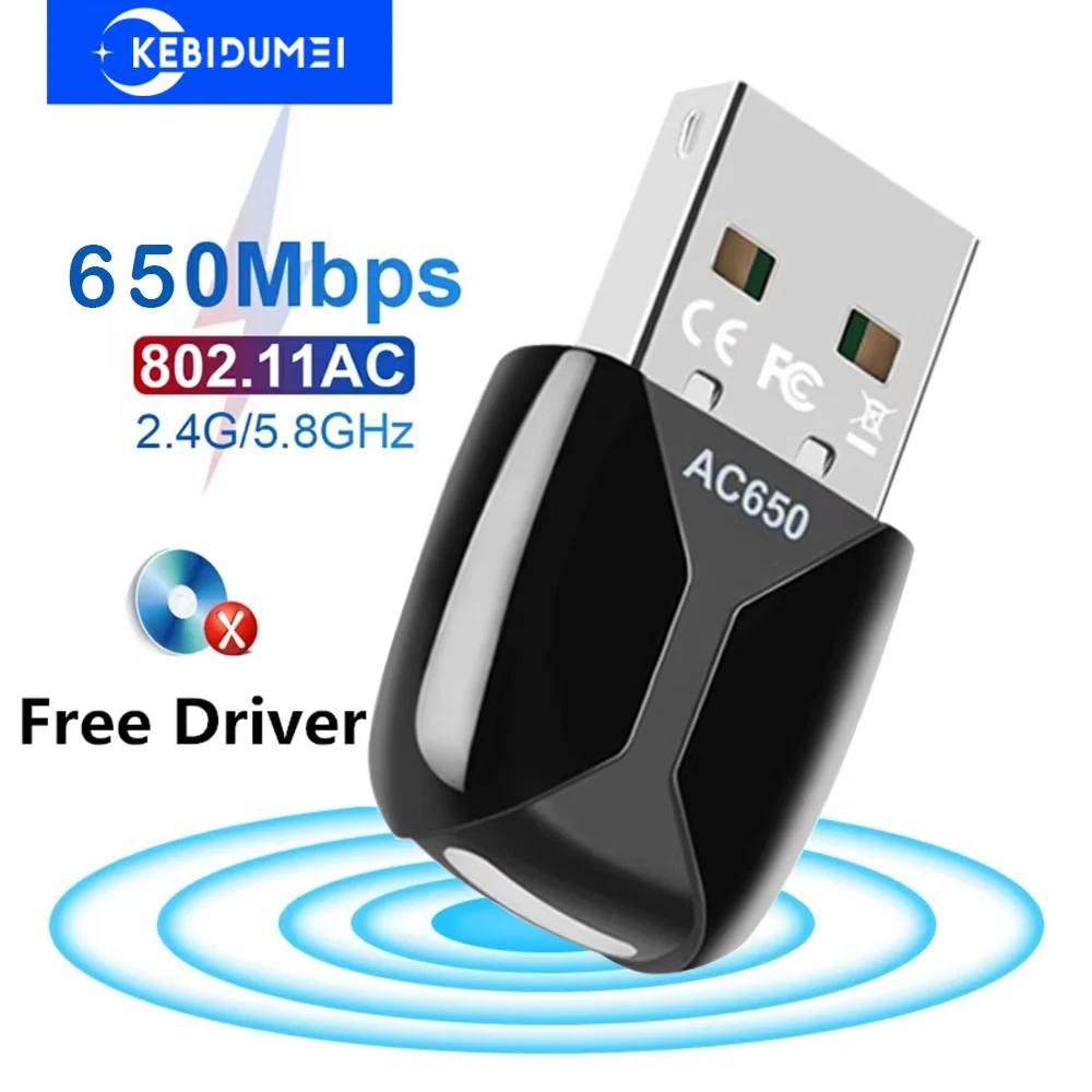 

Беспроводная сетевая карта 650 Мбит/с Bluetooth 5.4 WiFi 6 Адаптер двухдиапазонный 2,4G и 5 ГГц 2 в 1 Dongle USB Беспроводная сеть Wlan Приемник