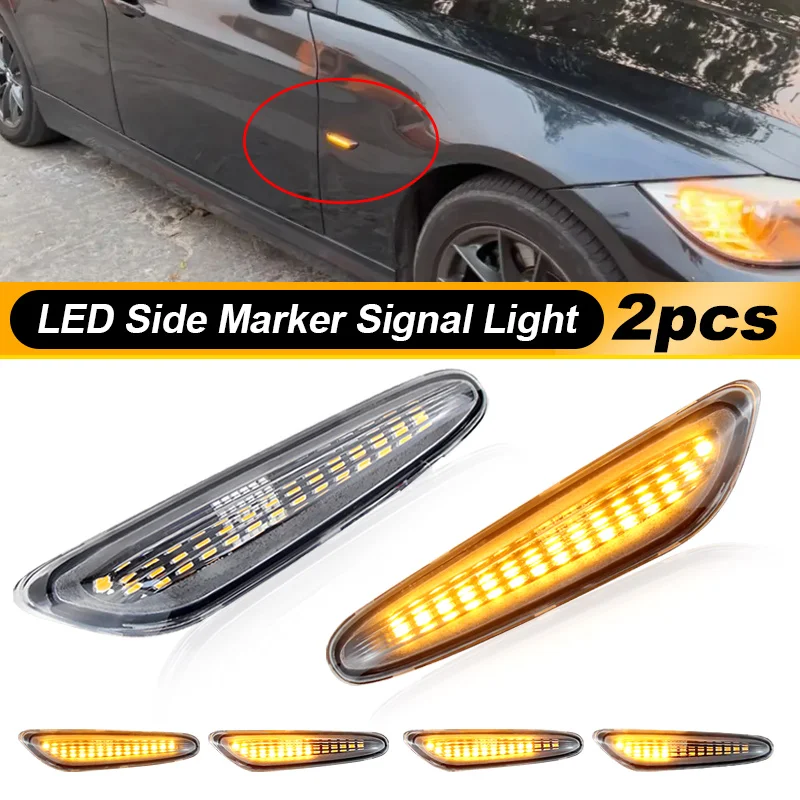 2pcs Dynamic LED Fender Light Side Marker Lamp For BMW 1 3 5 serie E60 E61 E81 E82 E87 E88 E90 E91 E92 E93 X1 E84 E83 E53