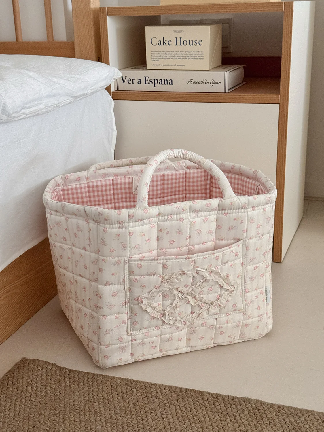 YT model high-appearance sweet girl large-capacity portable storage basket rose series hand-held storage basket