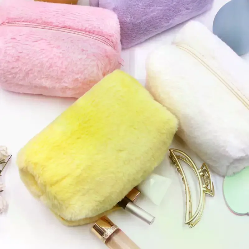 

Плюшевые косметички для женщин, мягкая дорожная косметичка-органайзер, чехол для макияжа для девочек