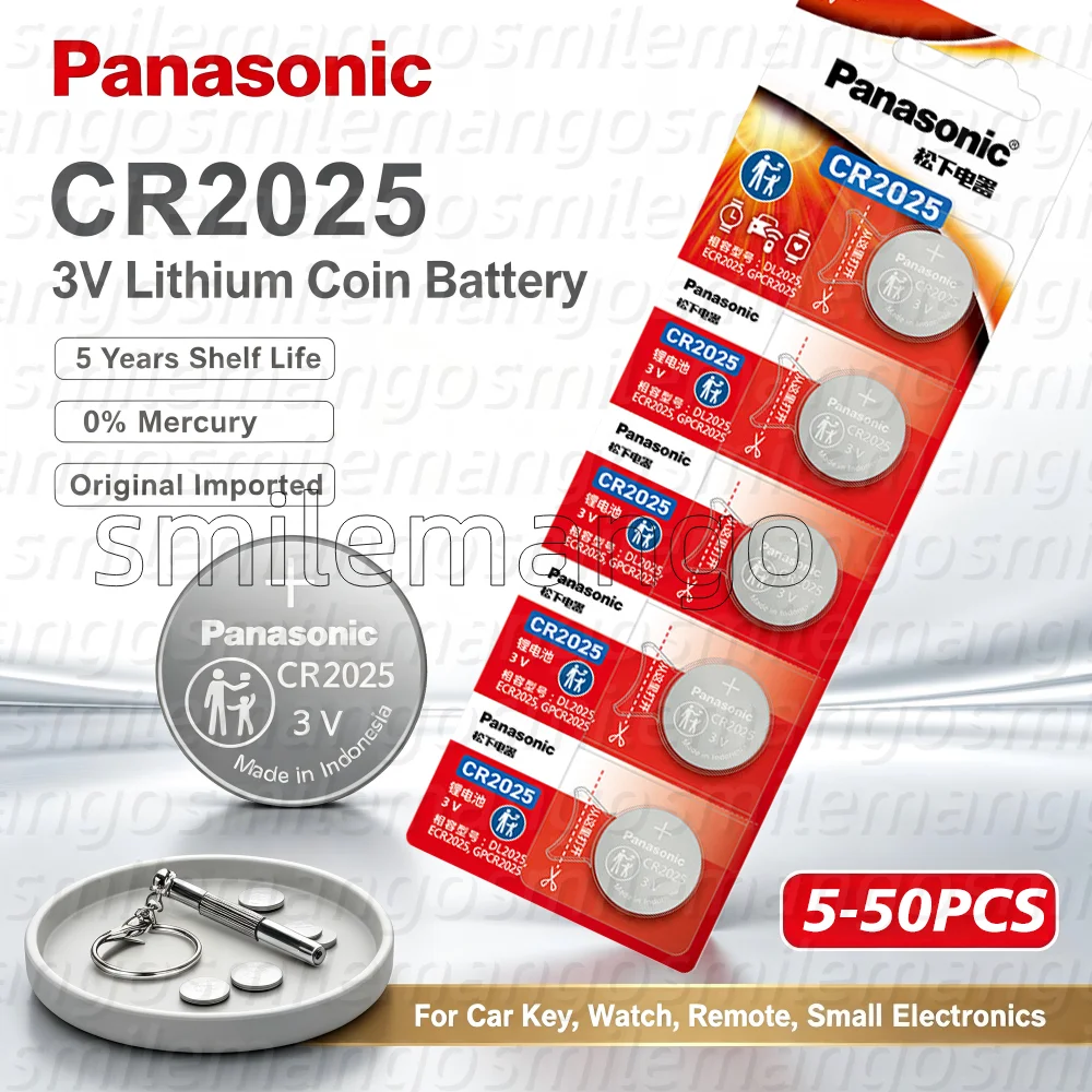 Original Panasonic CR2025 ECR2025 3V Lithium Coin Cell Battery 5-30Pcs Button Battery For Car Key Fob Watch Digital Weighing