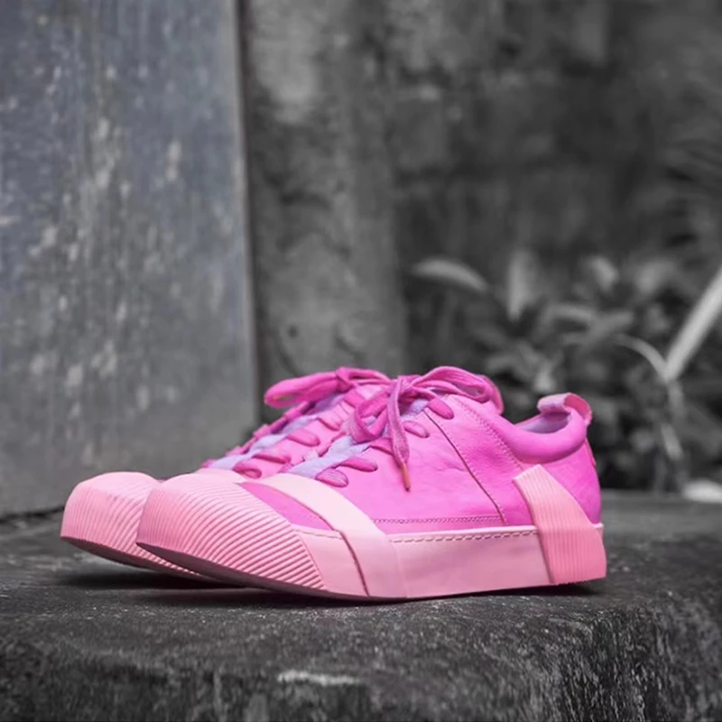 

Genuine Leather Hand-dyed Lace-up Retro Sneakers New Design Men Skateboard Shoes Women Trend Casual Shoes Size 35-46 Zapatos