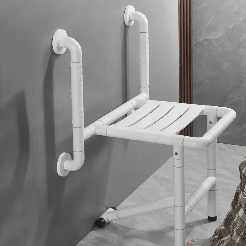 Bathroom Folding Stool with Double Armrests Elderly Exclusive Shower Chair Disabled People Anti Slip Shower Wall Hanging Stool