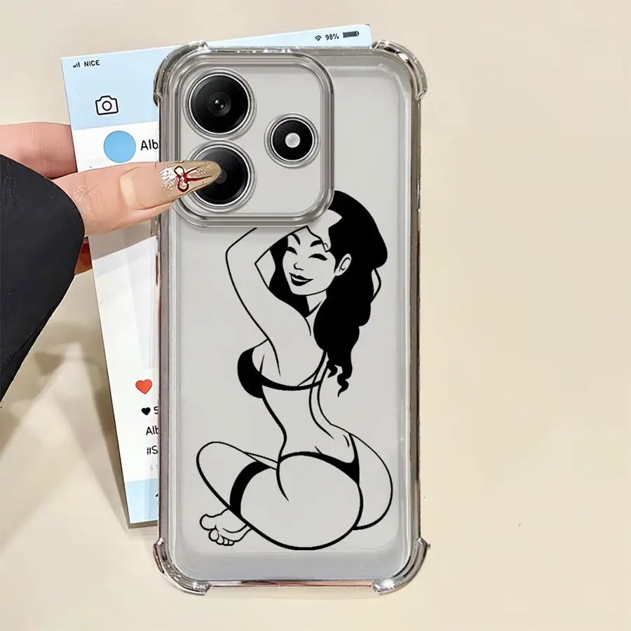 حافظة لهاتف Xiaomi Redmi Note 9S 14 Pro Plus 11 12 13 10 Pro 10 Lite 11s 10s مثيرة تجريد امرأة