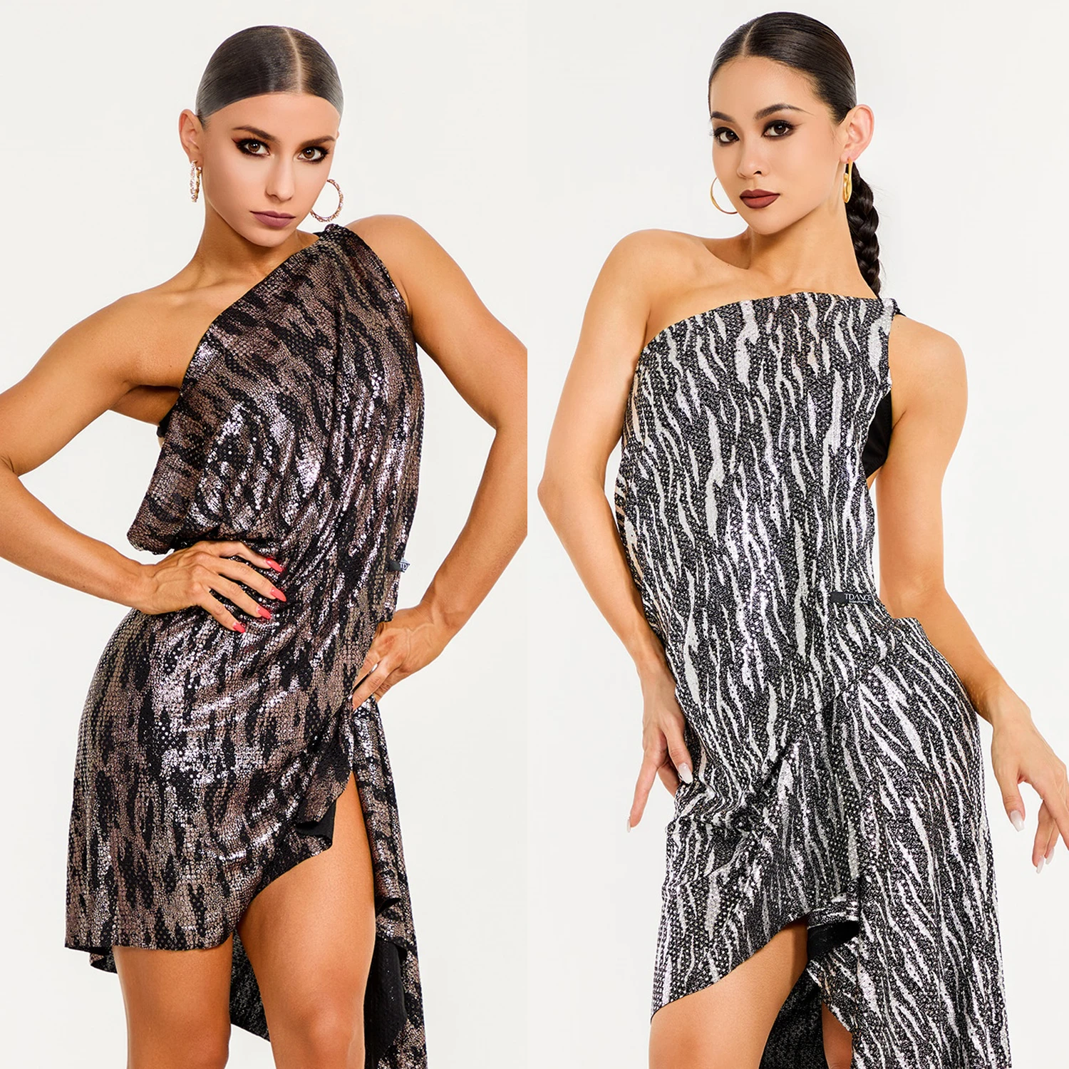 Sexy Latin Dance Dress Women Backless Slant Shoulder Irregular Dress Adult Latin Dance Competition Dress Performance Wear V22268