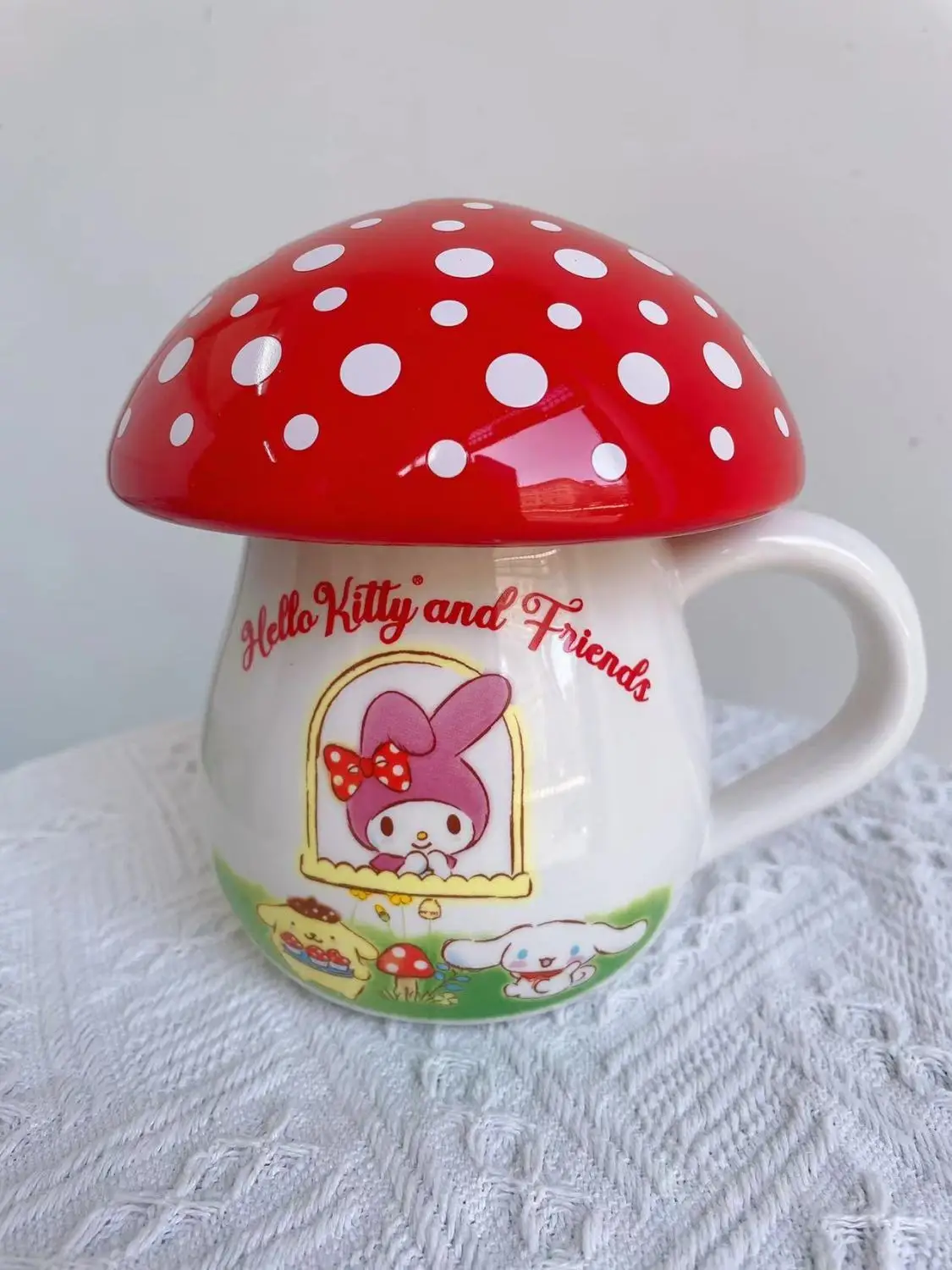 Sanrio Hello Kitty Champignonwaterbeker Porseleinen Mok Met Deksel Champignonkop Milde Koffie Verjaardagscadeau Voor Studentenkeuken Decor