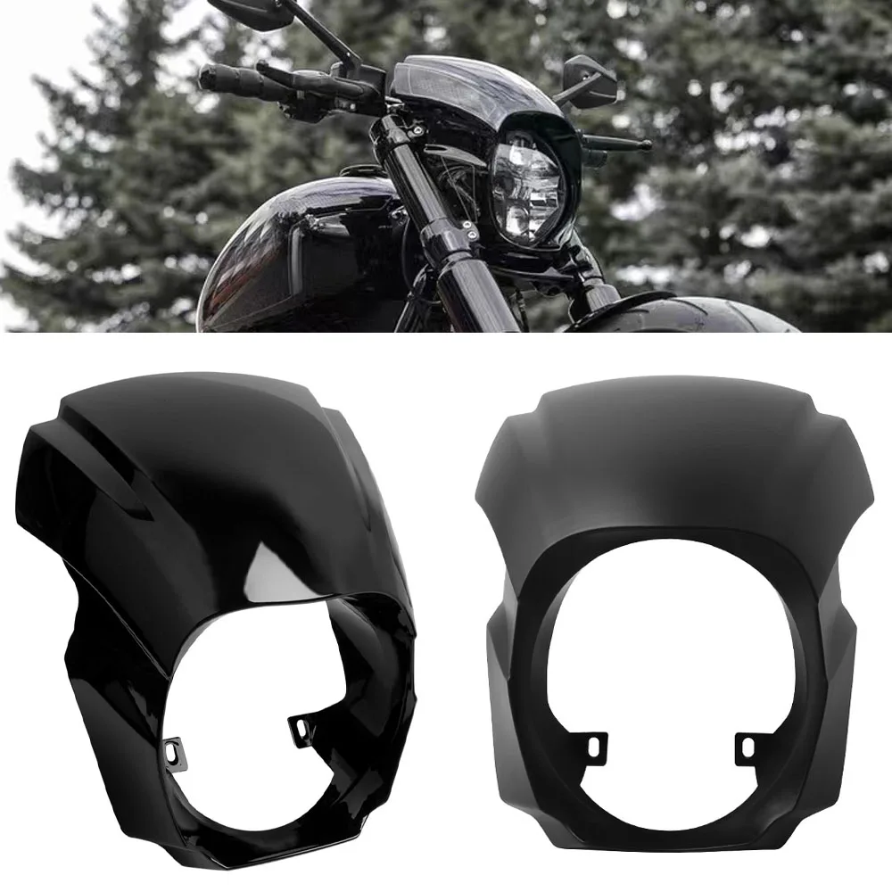 

Motorcycle Black ABS Front Headlight Fairing Cover Mask Fit For 2018-2022 Harley Softail Breakout FXBRS FXBR