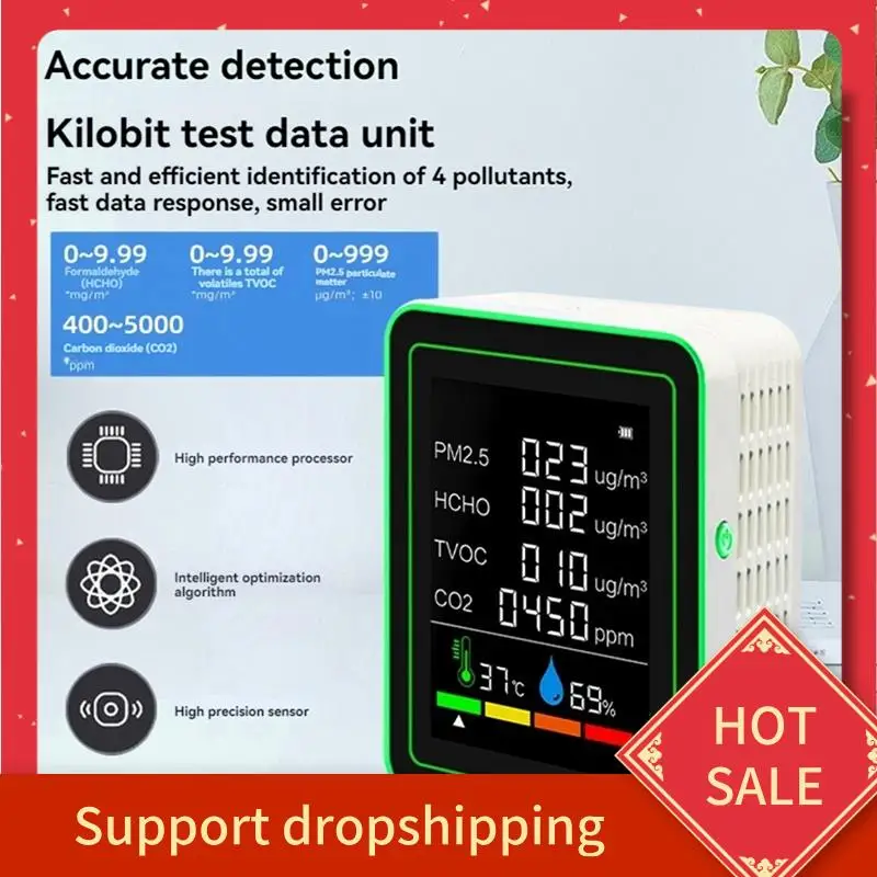 

B44C Total Smart Wi-Fi датчик качества воздуха защита многофункциональный CO2/TVOC/HCHO/PM2.5/температура/влажность