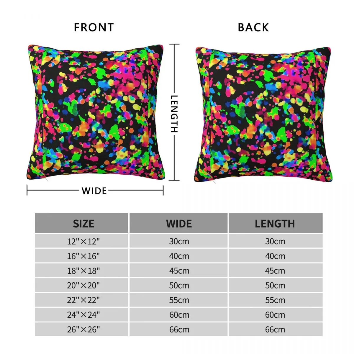 Blacklight Neon Paint Splatter Square Pillowcase Polyester Linen Velvet Printed Decorative Throw Pillow Case Bed Cushion Cover