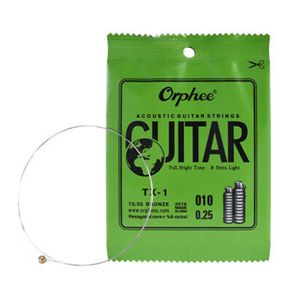 10Pcs Orphee Single Strings For Acoustic Guitar 1st E-String(.010)  Replacement Steel Guitars Strings Beginners Accessories