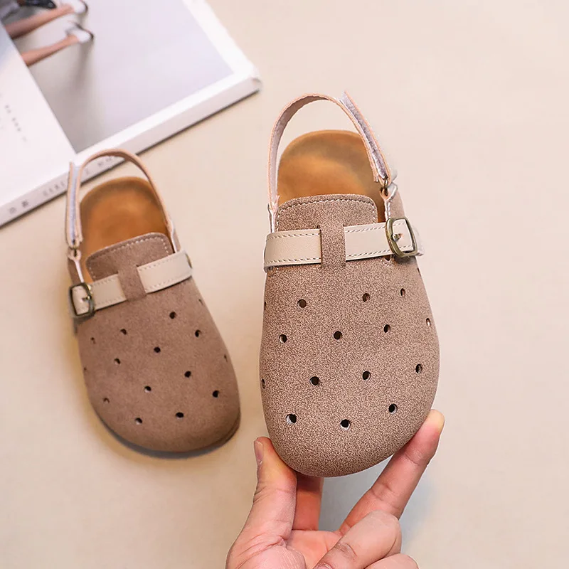 Versatile Children Shoe Fashion Girl Shoe Breathable Hollow Sandals 2025 Summer New Casual Shoes Soft Soled Boken Shoes Kid Shoe