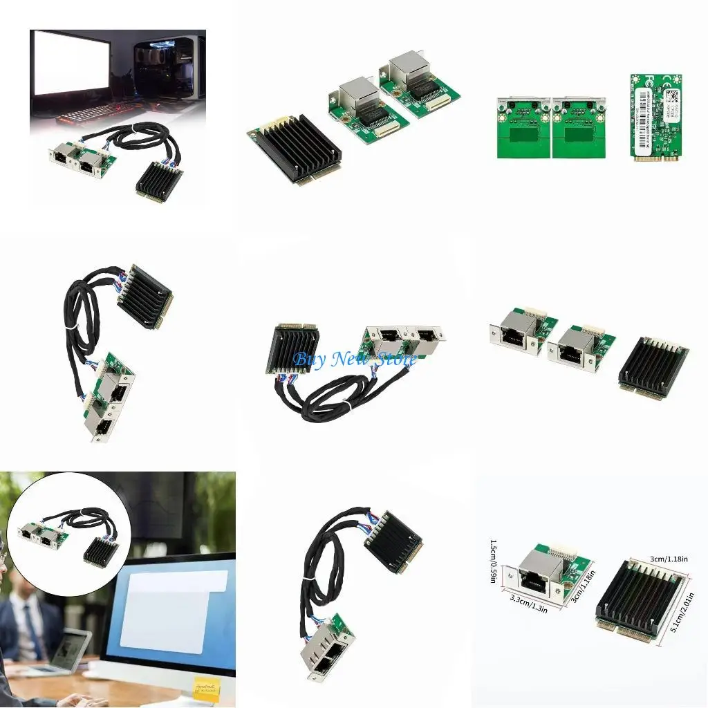 

20CE Mini PCIe to 2x RJ45 Ethernet Adapter Networking Card Efficient Internet Connection