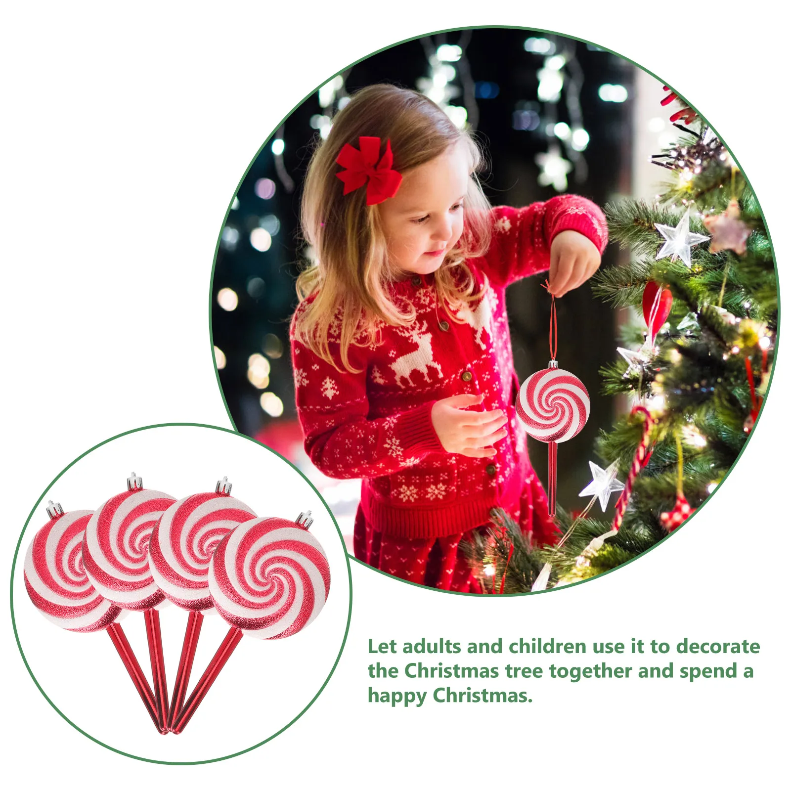 

4 Pcs Christmas Candy Cane Hanging Decoration Xmas Crafts Ornament Photo Props Red Tree Unique