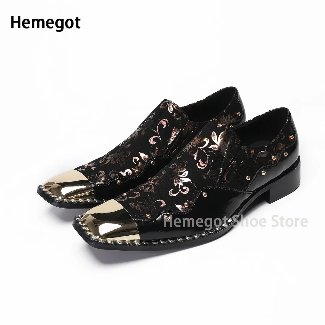 Metal Iron Square Toe Shoes for Men Snake Pattern Slip On Breathable Durable Stylish Casual Shoes Party Luxury Shoes Dress Shoe