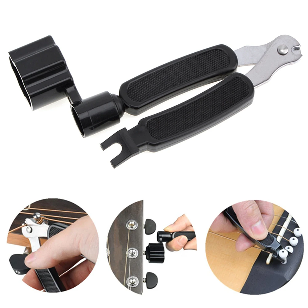 Multifunções Guitar String Changer, String Cutter, String Winder, Pin Puller para Banjos, Mandos Acessórios, 3 em 1, 1Pc