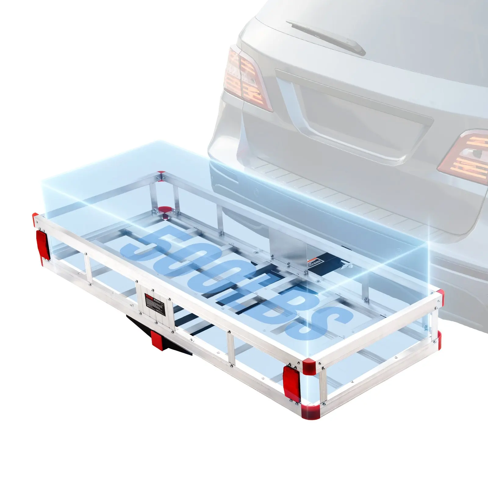 

49.4 X 22.4 X 7.1 In Hitch Cargo Carrier, 500lbs Loading Capacity Trailer Hitch Mounted Cargo Basket, Rust-proof Aluminum