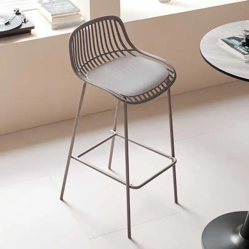 Bancos de bar minimalistas nórdicos, cadeiras de jantar ecológicas para casa, cafeteria, bar, feitos de ferro e plástico, móveis versáteis