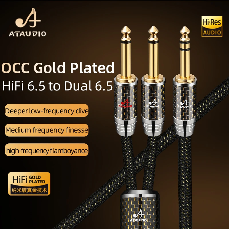 Аудиокабель HiFi от 6,5 мм до двойного разъема 6,5 мм OCC, позолоченный стереокабель 6,5 TRS для двойного разъема 6,5 TS, микшерный кабель для усилителя