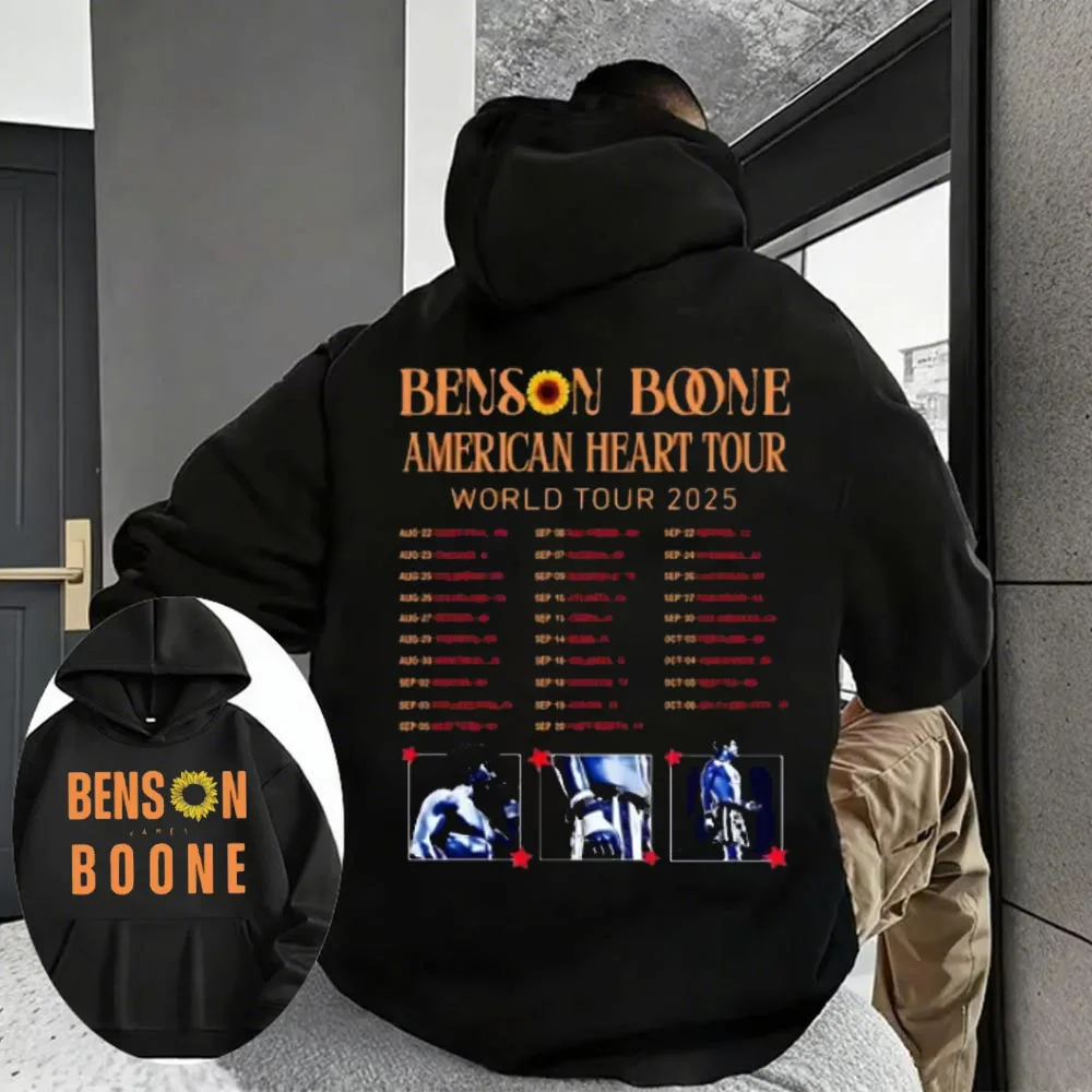 เสื้อฮู้ดลายกราฟิก Winter Benson Boone American Heart Tour Wen Tai แฟชั่นผู้ชาย ผ้าฝ้าย สปอร์ตแวร์ ฮิปฮอป ทรงหลวม