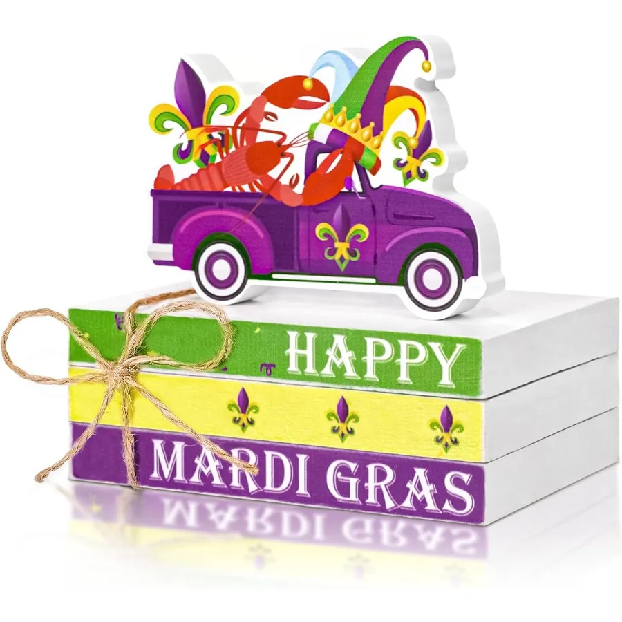 4 قطعة ماردي غرا شاحنة خشبية الجدول المركزية زينة كرنفال طبقات صينية ديكور الحفلات لرف المنزل