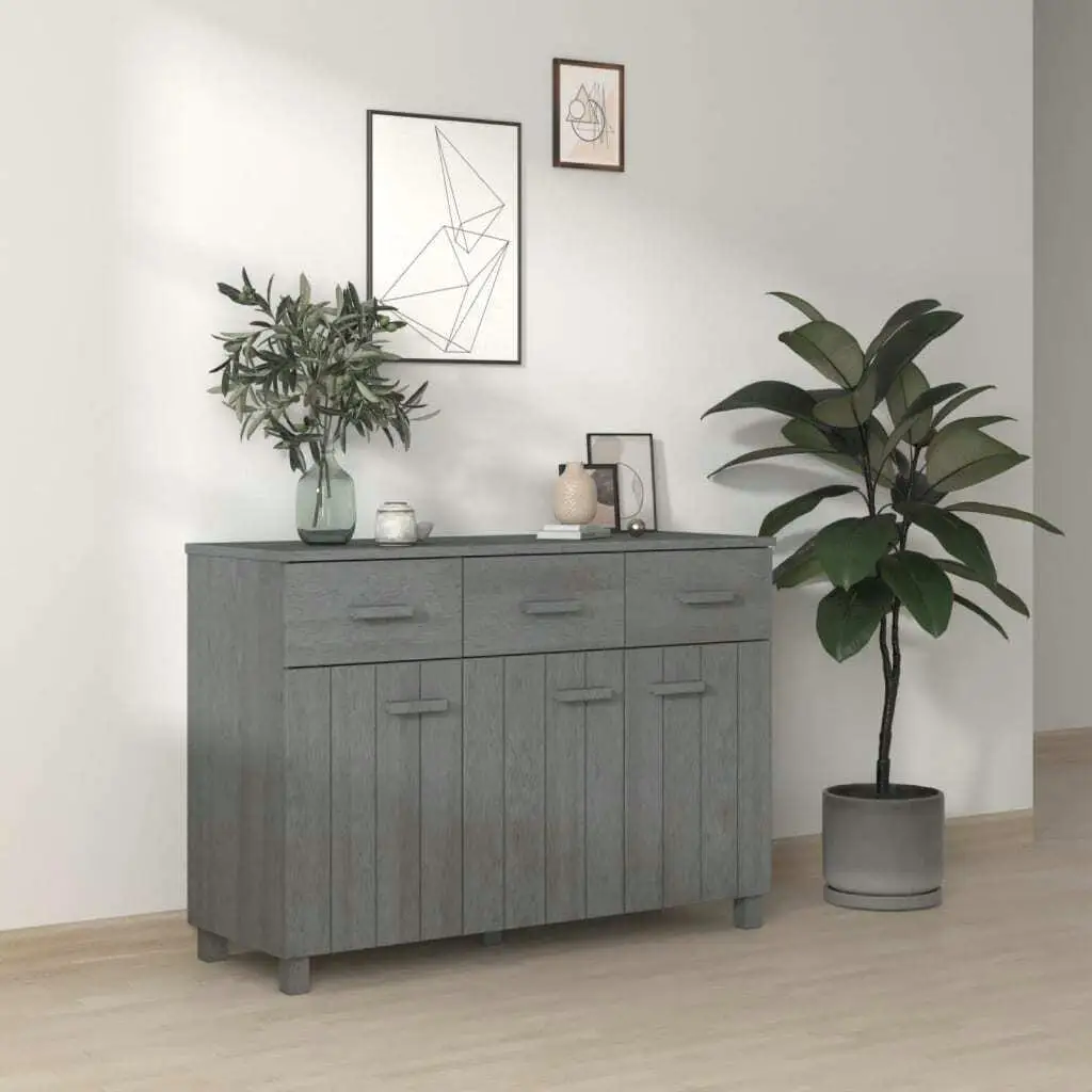 HAMAR Dark Gray Sideboard - 44.5x15.7x31.5 Solid Pine Wood Storage Cabinet