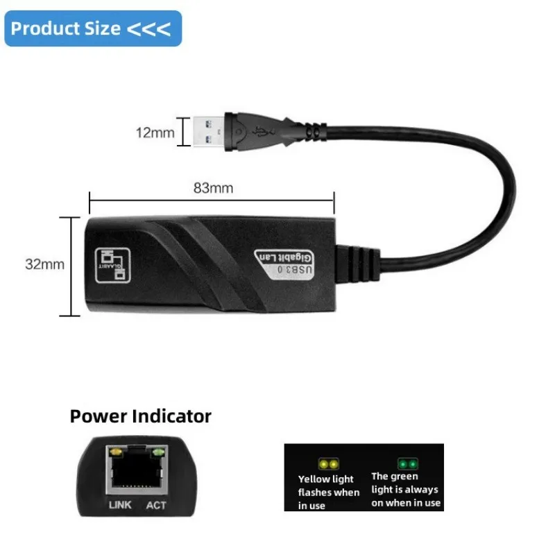 Adaptador Ethernet RTL8153, tarjeta de red para PC, Macbook, Windows y portátil, USB 1000 de 3,0 Mbps, cable USB 2,0, tipo C a Rj45 Lan