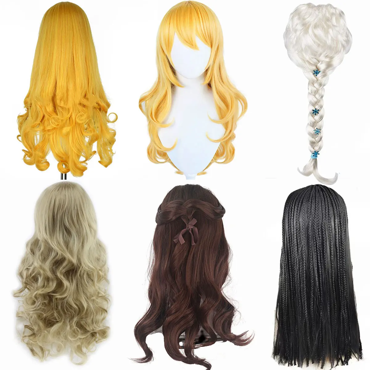 Peluca de Cosplay para niña, de Asha, Bella, Aurora, Blancanieves, Campanilla, Rapunzel, Elsa, Anna, Ariel, Jasmine, Moana, para playa, 2024