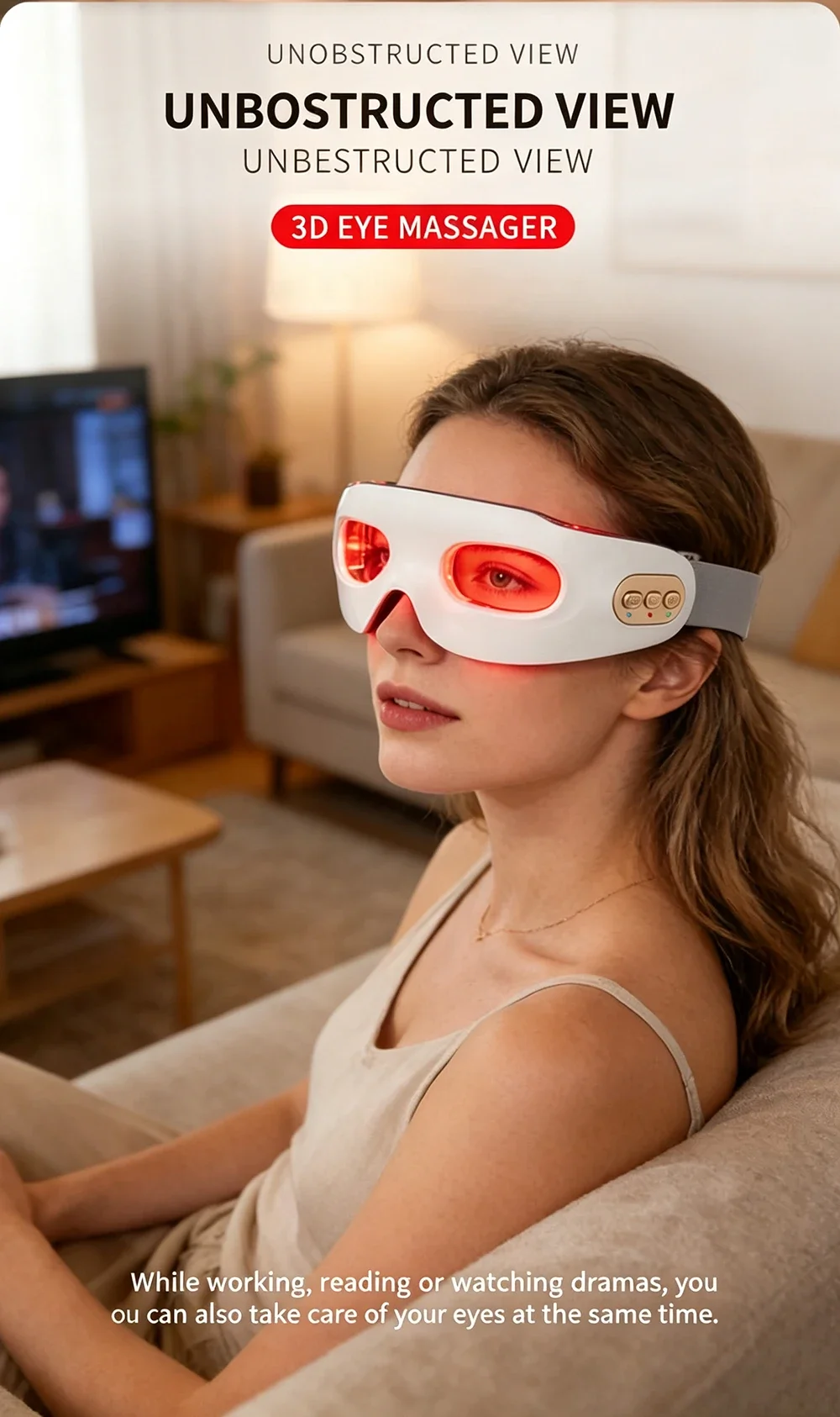 Eye Massager 7 Color LED Red light Remove Eye Bags Dark Circles Puffiness Hot Compress Eye Relieve Eye Fatigue Home Use
