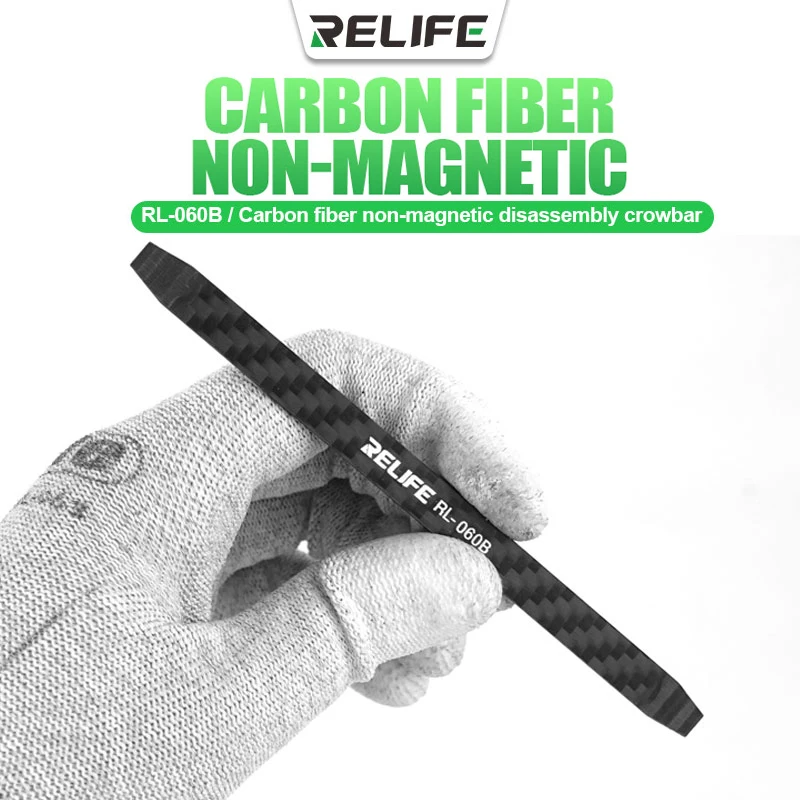 RELIFE RL-060B Carbon Fiber Non-Magnetic Disassembly Crowbar for Mobile Phone LCD Screen Opening Dismantling Tools