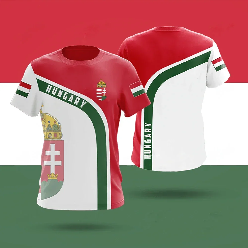 Fashion New Hungarian Flag Graphic 3D Printed T-Shirt Hungarian Badge Men's Sports Top National Day Gift Personalized T-Shirt