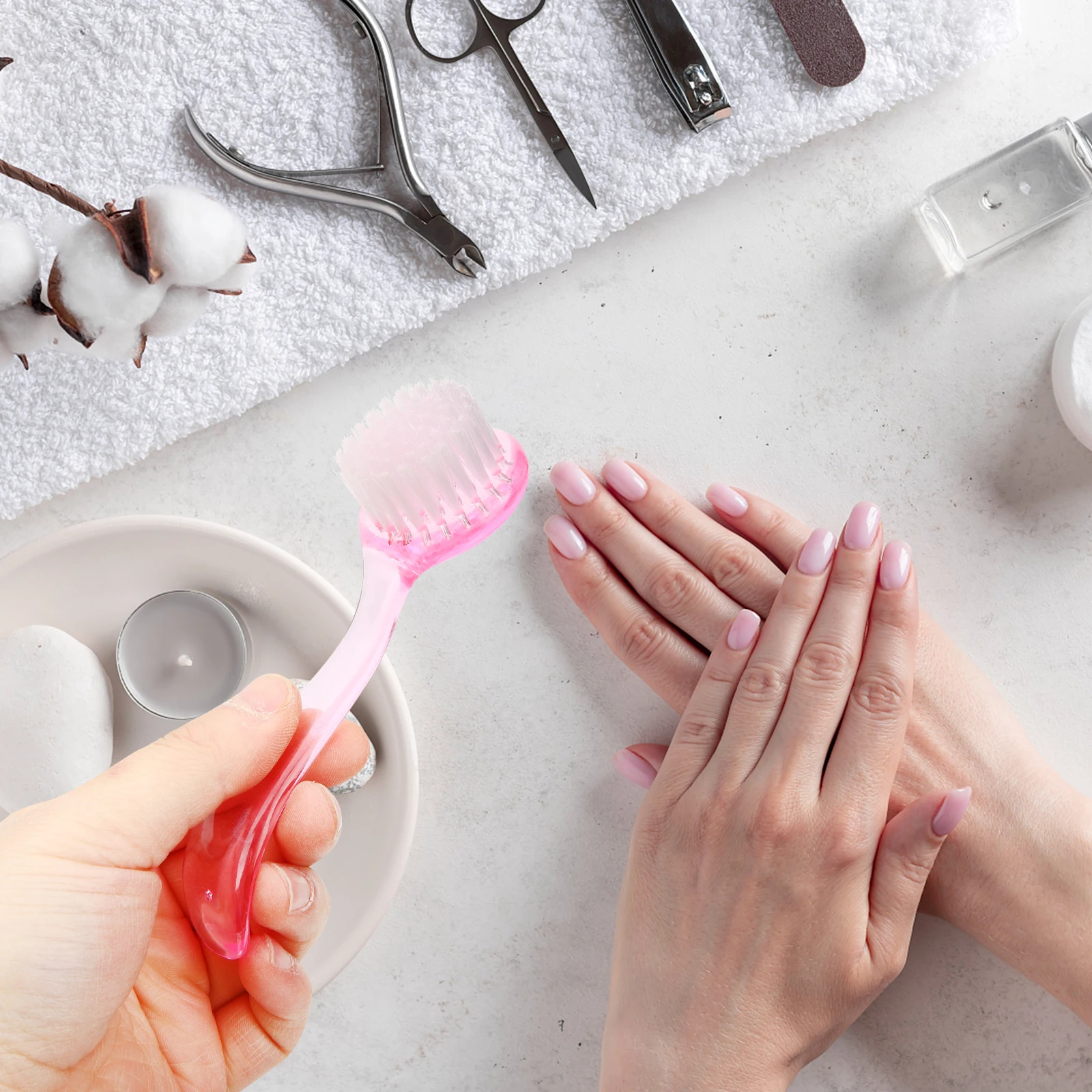 

1 Set Nail Dust Cleaning Brush Kit For Manicure Pedicure Soft Bristles Nail Scrubber Duster Tools With Handle Grip For Acrylic